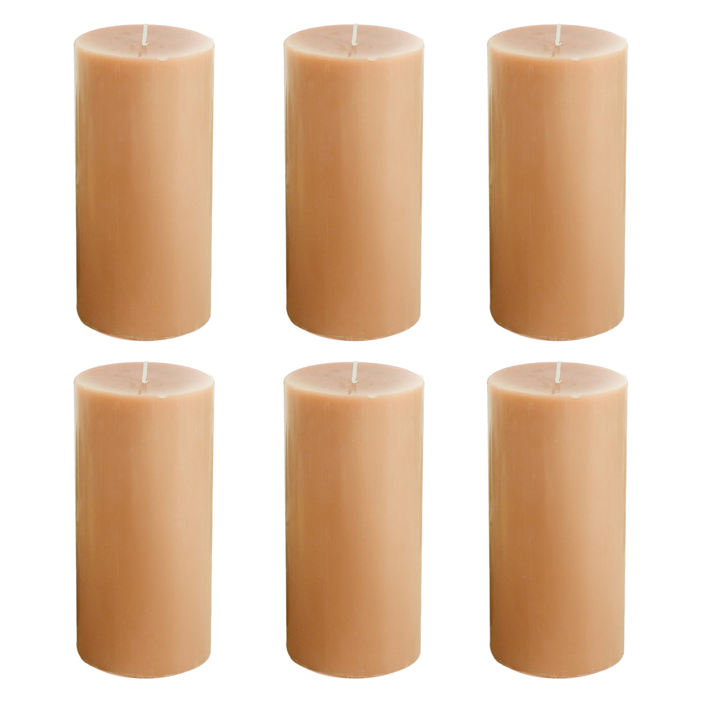 6-Pack Unscented Dripless Pillar Candles – 3"x6" Beige Paraffin Wax with Smokeless Cotton Wicks, Clean & Long-Lasting 60-Hour Burn