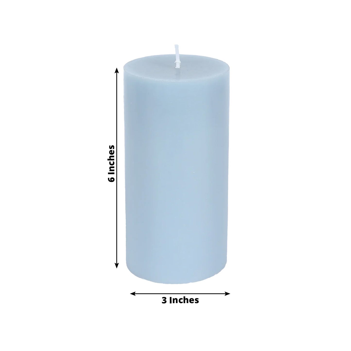 6-Pack Unscented Dripless Pillar Candles – 3"x6" Dusty Blue Paraffin Wax with Smokeless Cotton Wicks, Clean & Long-Lasting 60-Hour Burn