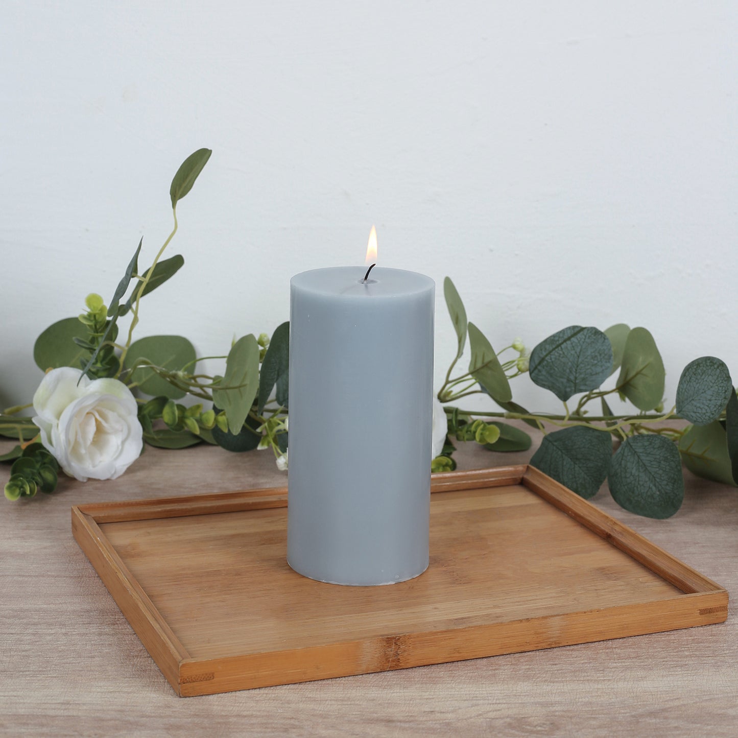 6-Pack Unscented Dripless Pillar Candles – 3"x6" Dusty Blue Paraffin Wax with Smokeless Cotton Wicks, Clean & Long-Lasting 60-Hour Burn