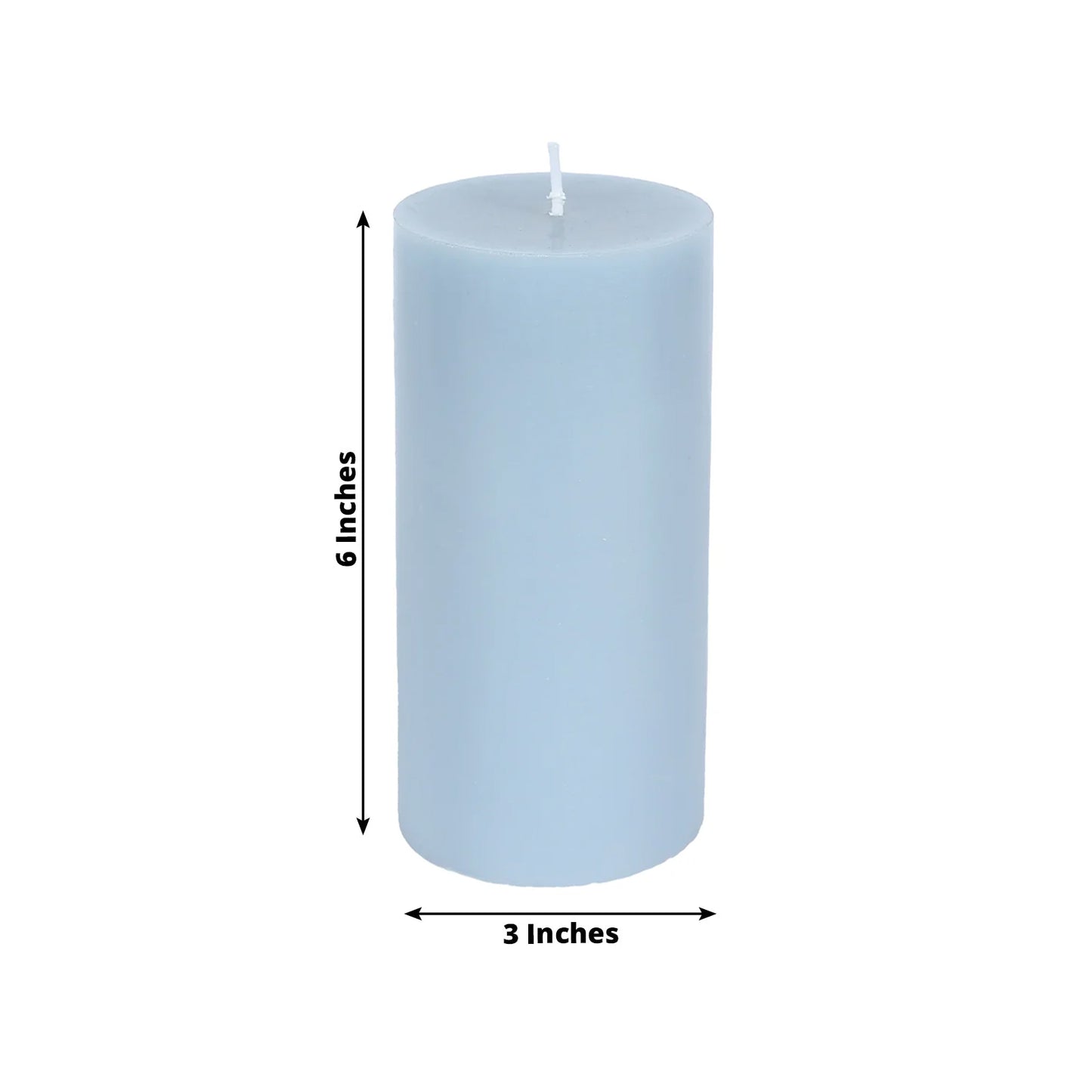 12-Pack 3"x6" Unscented Dripless Pillar Candles – Dusty Blue Long-Burning Paraffin Wax with Cotton Wicks