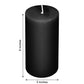 6-Pack Unscented Dripless Pillar Candles – 3"x6" Black Paraffin Wax with Smokeless Cotton Wicks, Clean & Long-Lasting 60-Hour Burn