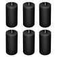 6-Pack Unscented Dripless Pillar Candles – 3"x6" Black Paraffin Wax with Smokeless Cotton Wicks, Clean & Long-Lasting 60-Hour Burn