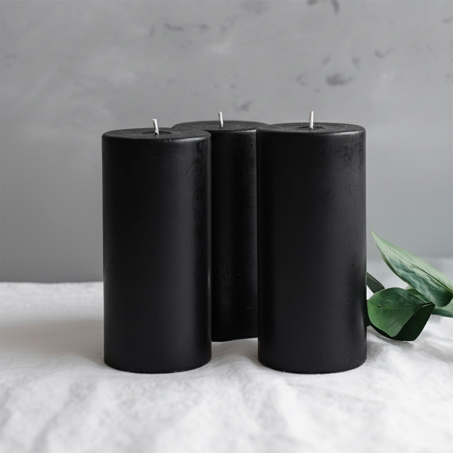6-Pack Unscented Dripless Pillar Candles – 3"x6" Black Paraffin Wax with Smokeless Cotton Wicks, Clean & Long-Lasting 60-Hour Burn