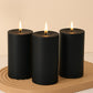 6-Pack Unscented Dripless Pillar Candles – 3"x6" Black Paraffin Wax with Smokeless Cotton Wicks, Clean & Long-Lasting 60-Hour Burn