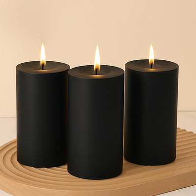 Unscented Dripless Black Pillar Candles