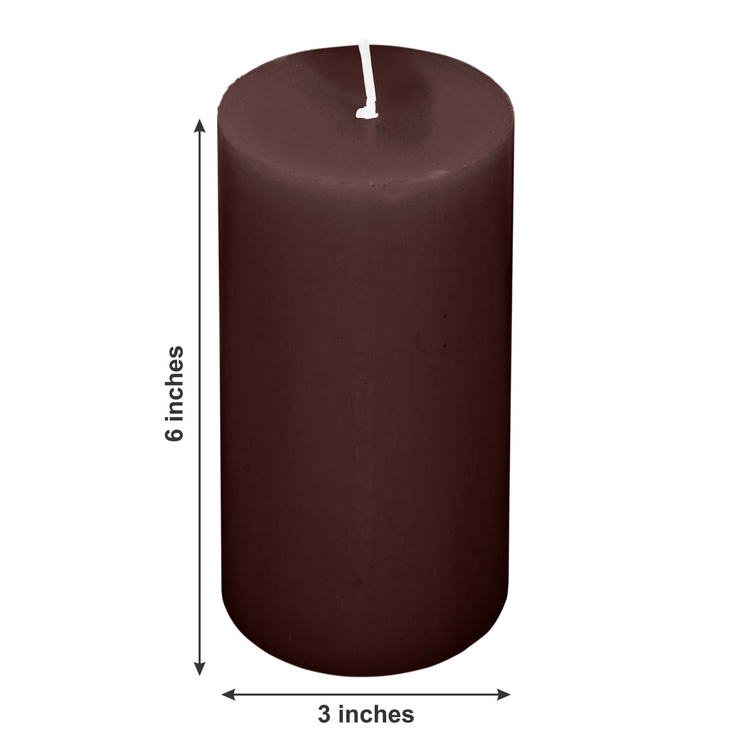 6-Pack Unscented Dripless Pillar Candles – 3"x6" Cinnamon Brown Paraffin Wax with Smokeless Cotton Wicks, Clean & Long-Lasting 60-Hour Burn
