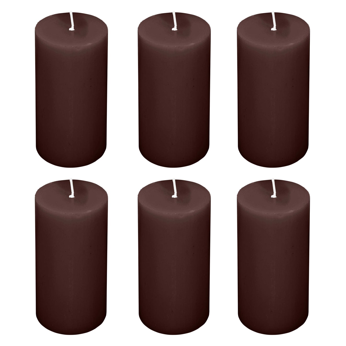 6-Pack Unscented Dripless Pillar Candles – 3"x6" Cinnamon Brown Paraffin Wax with Smokeless Cotton Wicks, Clean & Long-Lasting 60-Hour Burn