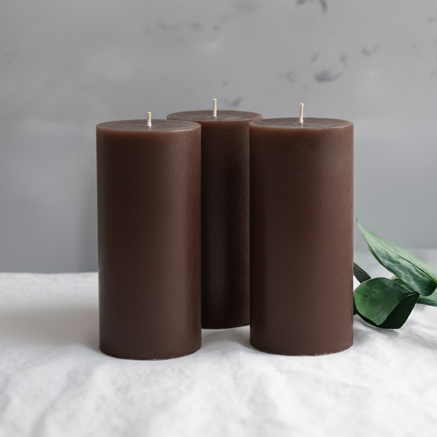 6-Pack Unscented Dripless Pillar Candles – 3"x6" Cinnamon Brown Paraffin Wax with Smokeless Cotton Wicks, Clean & Long-Lasting 60-Hour Burn
