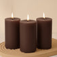 6-Pack Unscented Dripless Pillar Candles – 3"x6" Cinnamon Brown Paraffin Wax with Smokeless Cotton Wicks, Clean & Long-Lasting 60-Hour Burn
