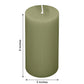 6-Pack Unscented Dripless Pillar Candles – 3"x6" Dusty Sage Green Paraffin Wax with Smokeless Cotton Wicks, Clean & Long-Lasting 60-Hour Burn