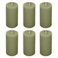 6-Pack Unscented Dripless Pillar Candles – 3"x6" Dusty Sage Green Paraffin Wax with Smokeless Cotton Wicks, Clean & Long-Lasting 60-Hour Burn