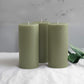 6-Pack Unscented Dripless Pillar Candles – 3"x6" Dusty Sage Green Paraffin Wax with Smokeless Cotton Wicks, Clean & Long-Lasting 60-Hour Burn