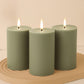 6-Pack Unscented Dripless Pillar Candles – 3"x6" Dusty Sage Green Paraffin Wax with Smokeless Cotton Wicks, Clean & Long-Lasting 60-Hour Burn