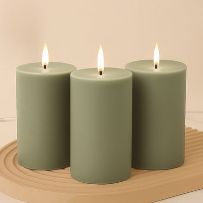 Unscented Dripless Dusty Sage Green Pillar Candles