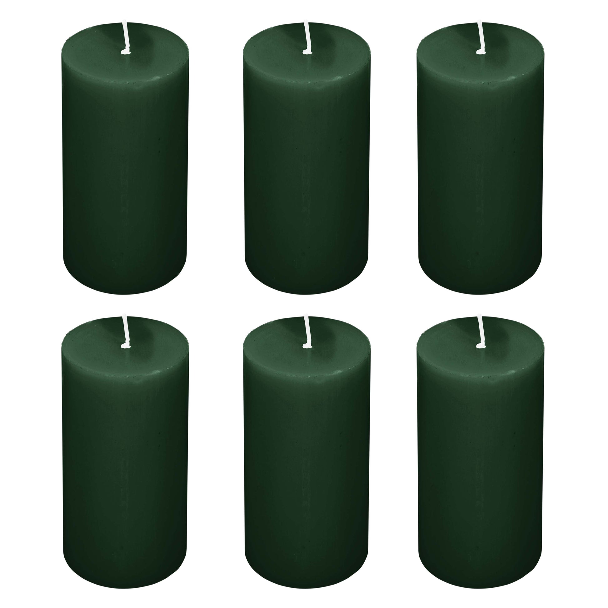 6-Pack Unscented Dripless Pillar Candles – Hunter Emerald Green