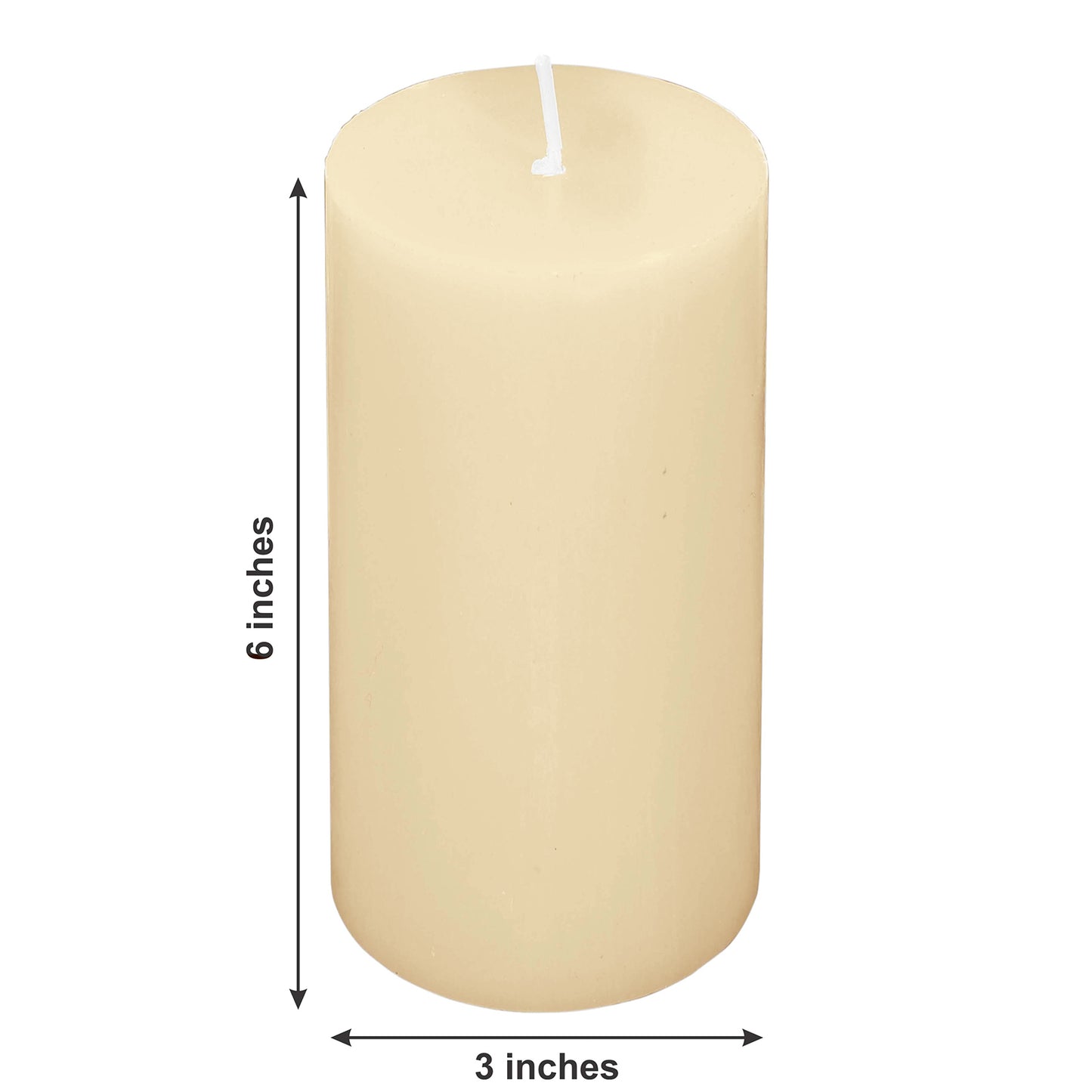 6-Pack Unscented Dripless Pillar Candles – 3"x6" Ivory Paraffin Wax with Smokeless Cotton Wicks, Clean & Long-Lasting 60-Hour Burn