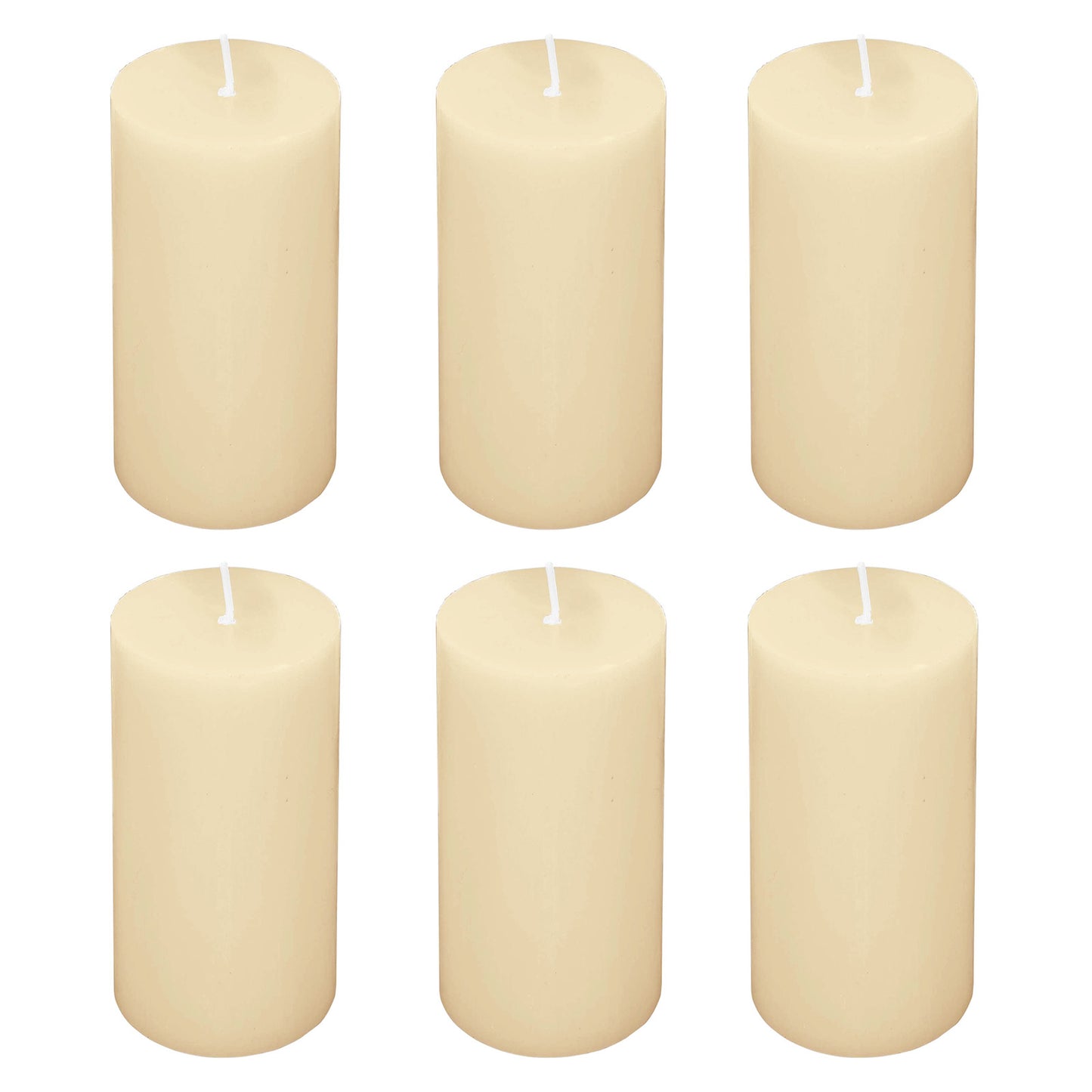 6-Pack Unscented Dripless Pillar Candles – 3"x6" Ivory Paraffin Wax with Smokeless Cotton Wicks, Clean & Long-Lasting 60-Hour Burn