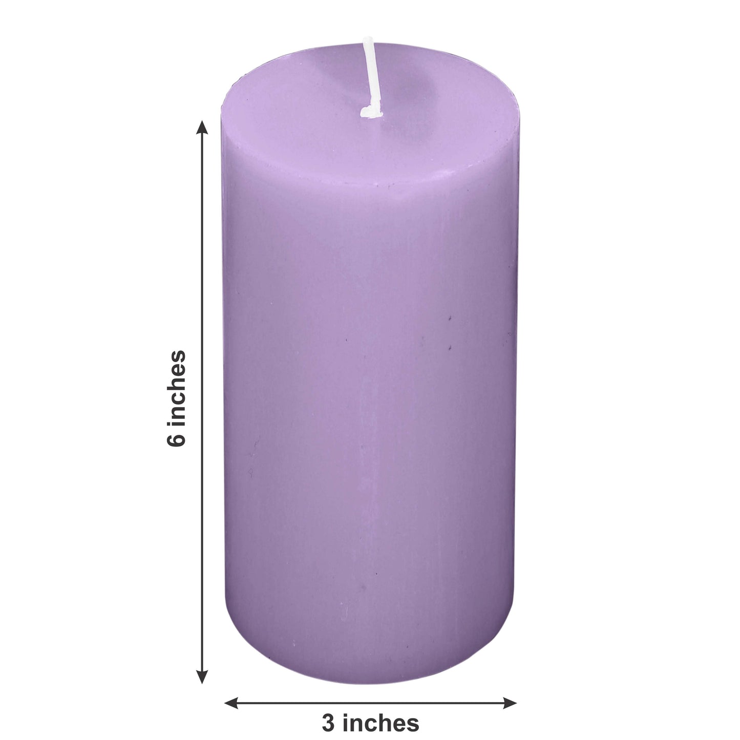 6-Pack Unscented Dripless Pillar Candles – 3"x6" Lavender Lilac Paraffin Wax with Smokeless Cotton Wicks, Clean & Long-Lasting 60-Hour Burn