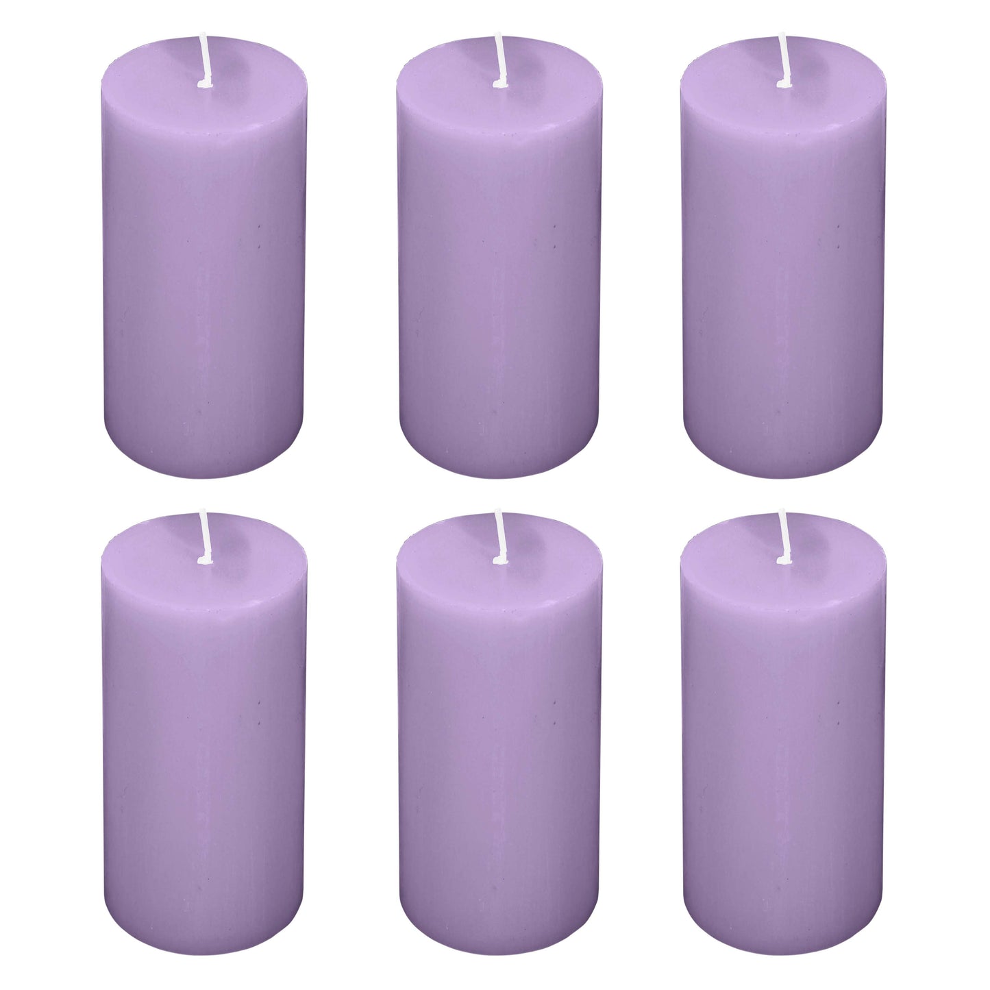 6-Pack Unscented Dripless Pillar Candles – 3"x6" Lavender Lilac Paraffin Wax with Smokeless Cotton Wicks, Clean & Long-Lasting 60-Hour Burn