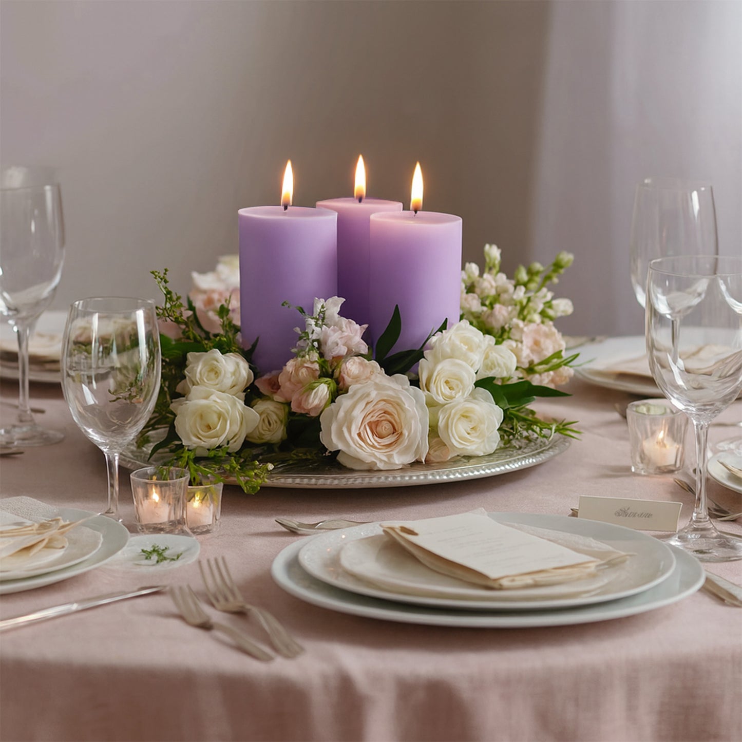 6-Pack Unscented Dripless Pillar Candles – 3"x6" Lavender Lilac Paraffin Wax with Smokeless Cotton Wicks, Clean & Long-Lasting 60-Hour Burn