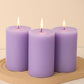 6-Pack Unscented Dripless Pillar Candles – 3"x6" Lavender Lilac Paraffin Wax with Smokeless Cotton Wicks, Clean & Long-Lasting 60-Hour Burn