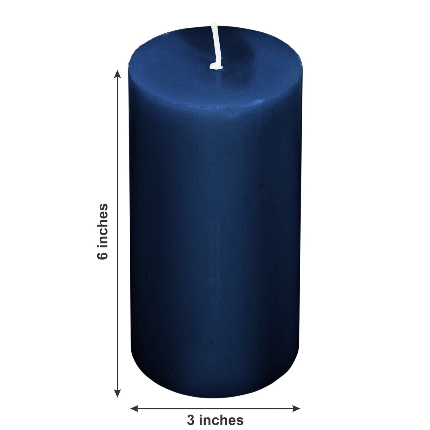 6-Pack Unscented Dripless Pillar Candles – 3"x6" Navy Blue Paraffin Wax with Smokeless Cotton Wicks, Clean & Long-Lasting 60-Hour Burn