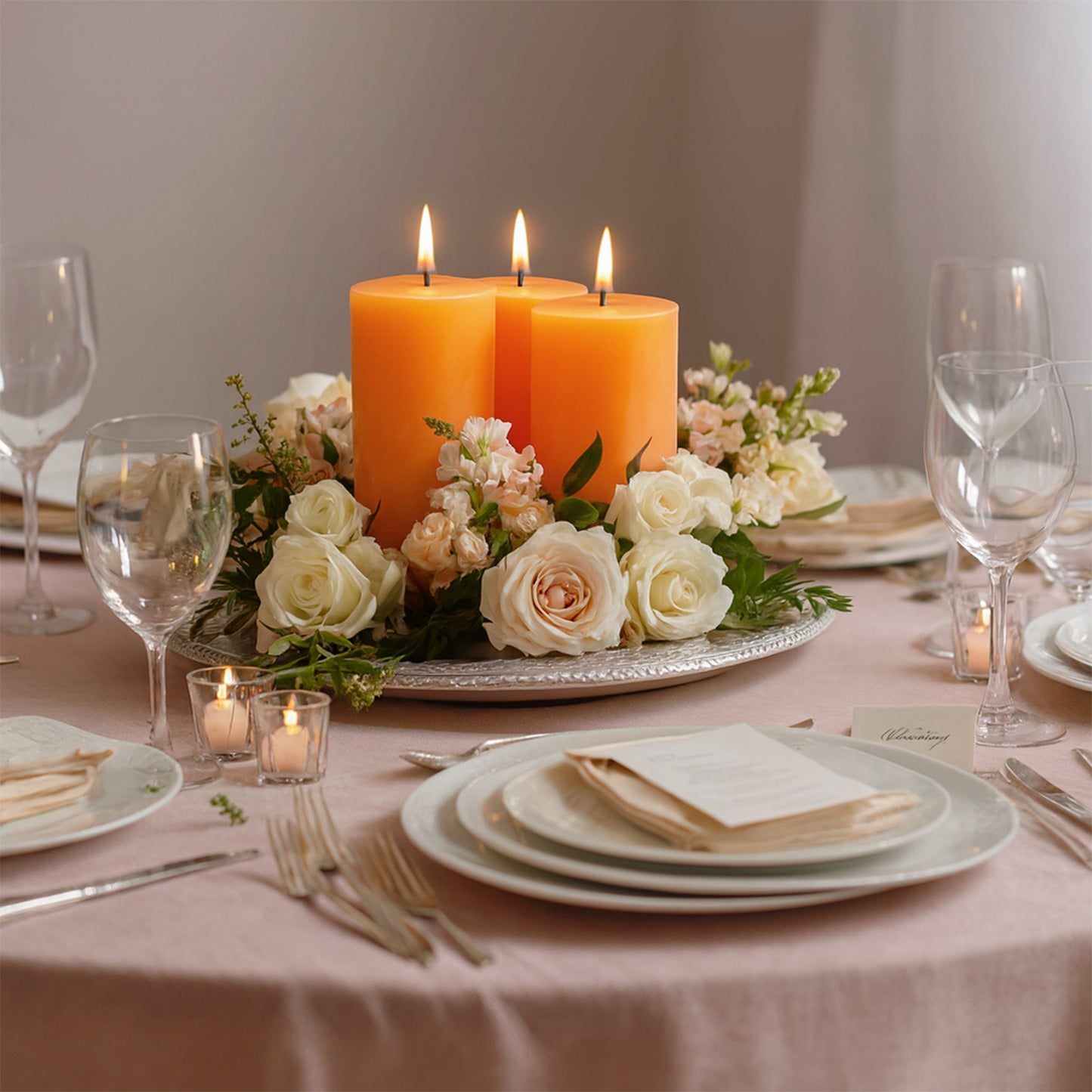 6-Pack Unscented Dripless Pillar Candles – 3"x6" Orange Paraffin Wax with Smokeless Cotton Wicks, Clean & Long-Lasting 60-Hour Burn