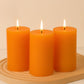 6-Pack Unscented Dripless Pillar Candles – 3"x6" Orange Paraffin Wax with Smokeless Cotton Wicks, Clean & Long-Lasting 60-Hour Burn