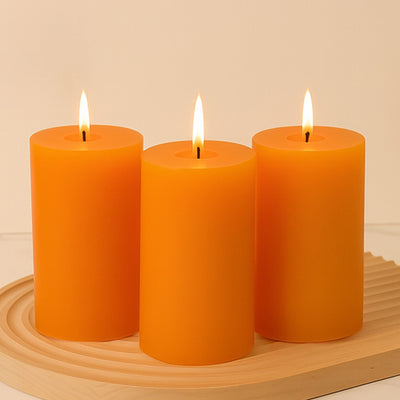 Unscented Dripless Orange Pillar Candles