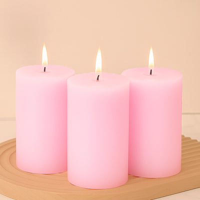 Unscented Dripless Pink Pillar Candles