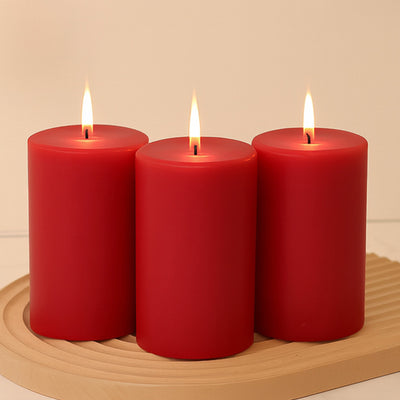 Unscented Dripless Red Pillar Candles