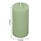 Sage green dripless pillar candle, 3"x6", unscented and smokeless.