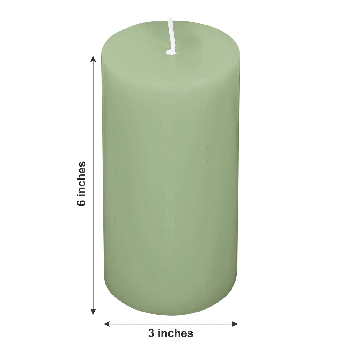 Sage green dripless pillar candle, 3"x6", unscented and smokeless.