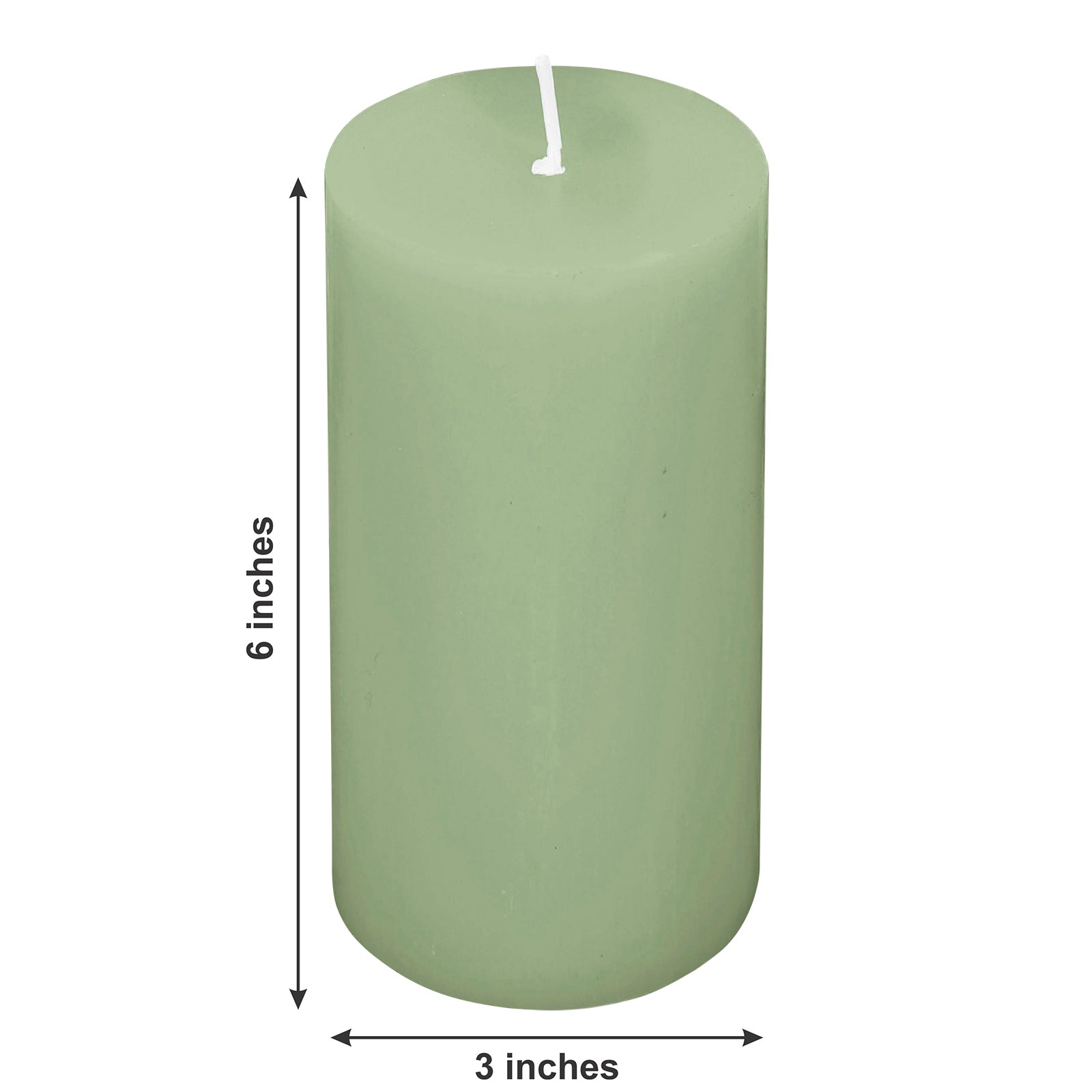 Sage green dripless pillar candle, 3"x6", unscented and smokeless.