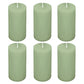 6-Pack Unscented Dripless Sage Green Pillar Candles, 3"x6", Long-Lasting Burn