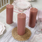 12-Pack 3"x8" Unscented Dripless Pillar Candles – Dusty Rose Long-Burning Wax Candles with Cotton Wicks for Home, Weddings & Event Decor