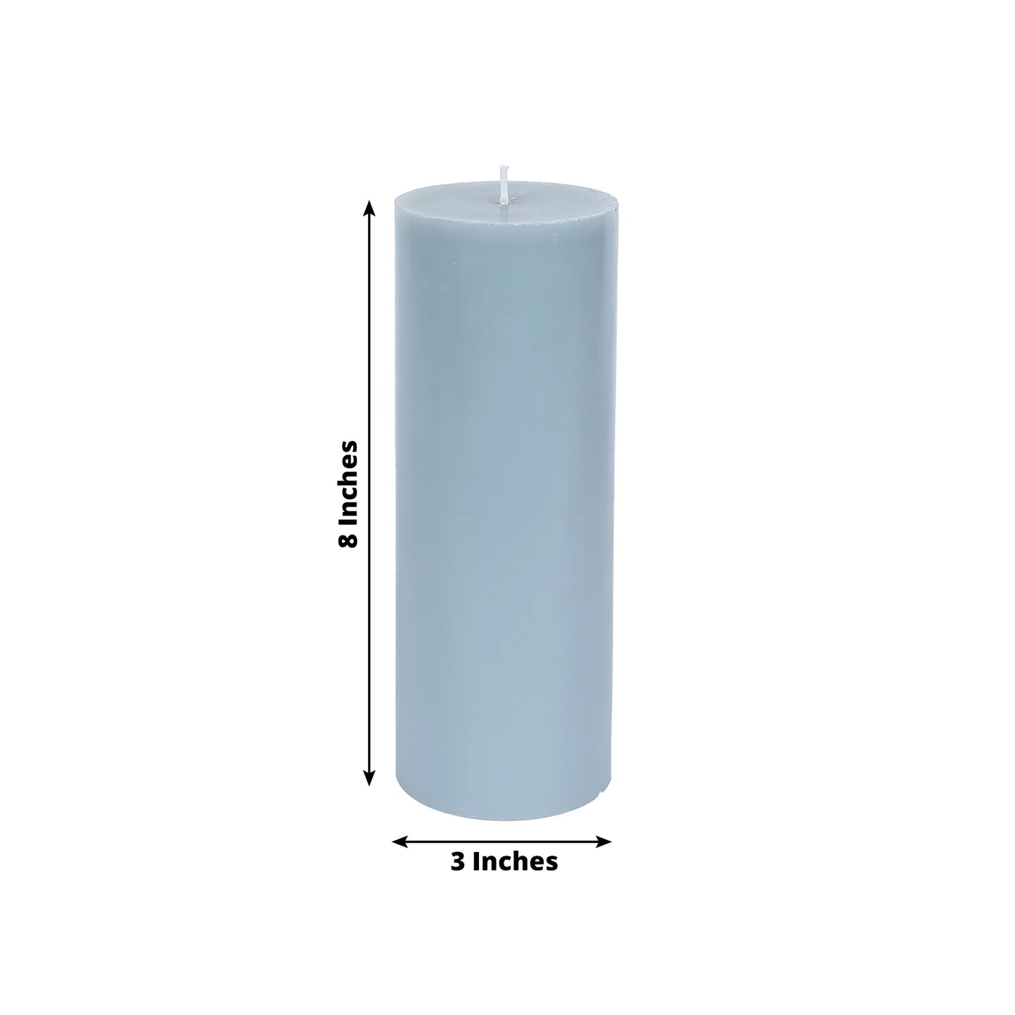 12-Pack 3"x8" Unscented Dripless Pillar Candles – Dusty Blue Long-Burning Wax Candles with Cotton Wicks for Home, Weddings & Event Decor