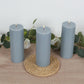 12-Pack 3"x8" Unscented Dripless Pillar Candles – Dusty Blue Long-Burning Wax Candles with Cotton Wicks for Home, Weddings & Event Decor