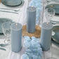 12-Pack 3"x8" Unscented Dripless Pillar Candles – Dusty Blue Long-Burning Wax Candles with Cotton Wicks for Home, Weddings & Event Decor