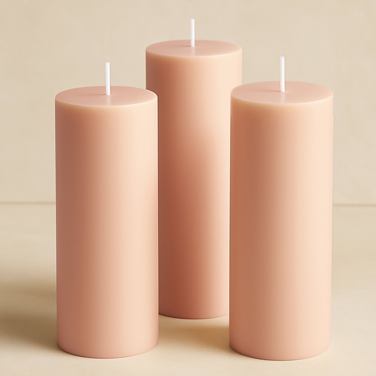6-Pack Unscented Dripless Pillar Candles – 3"x9" Blush Paraffin Wax with Smokeless Cotton Wicks, Clean & Long-Lasting 90-Hour Burn
