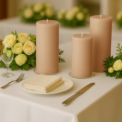 Unscented Dripless Beige Pillar Candles
