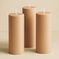 6-Pack Unscented Dripless Pillar Candles – 3"x9" Beige Paraffin Wax with Smokeless Cotton Wicks, Clean & Long-Lasting 90-Hour Burn