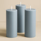 6-Pack Unscented Dripless Pillar Candles – 3"x9" Dusty Blue Paraffin Wax with Smokeless Cotton Wicks, Clean & Long-Lasting 90-Hour Burn