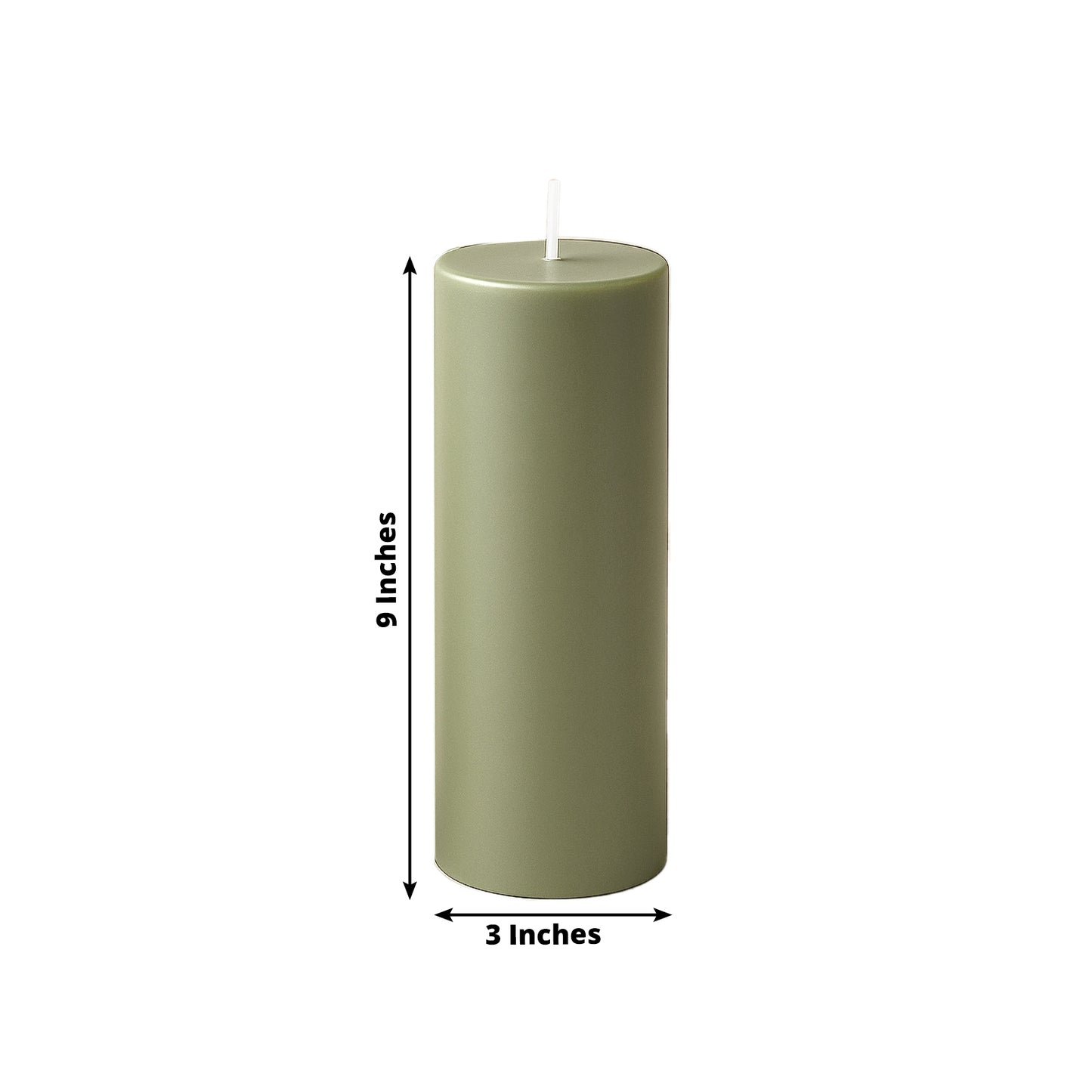 6-Pack Unscented Dripless Pillar Candles – 3"x9" Dusty Sage Green Paraffin Wax with Smokeless Cotton Wicks, Clean & Long-Lasting 90-Hour Burn