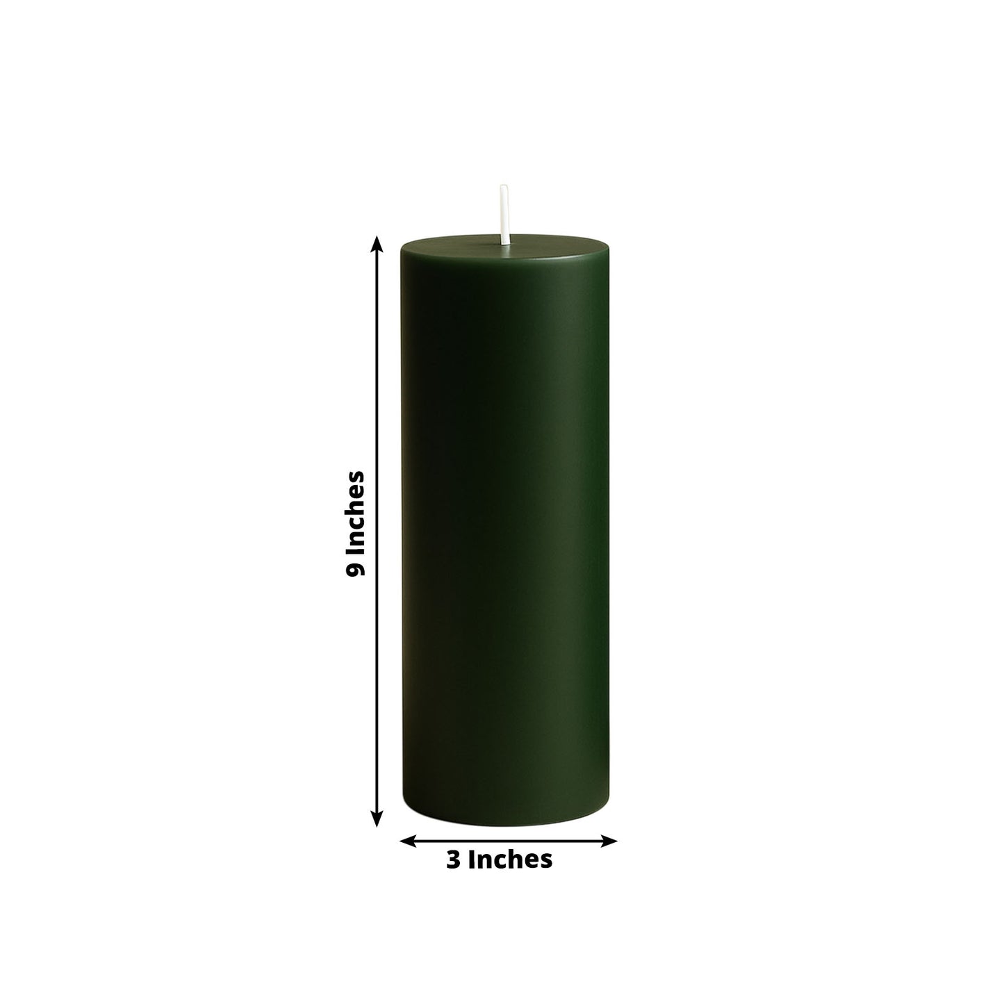 6-Pack Unscented Dripless Pillar Candles – 3"x9" Hunter Emerald Green Paraffin Wax with Smokeless Cotton Wicks, Clean & Long-Lasting 90-Hour Burn