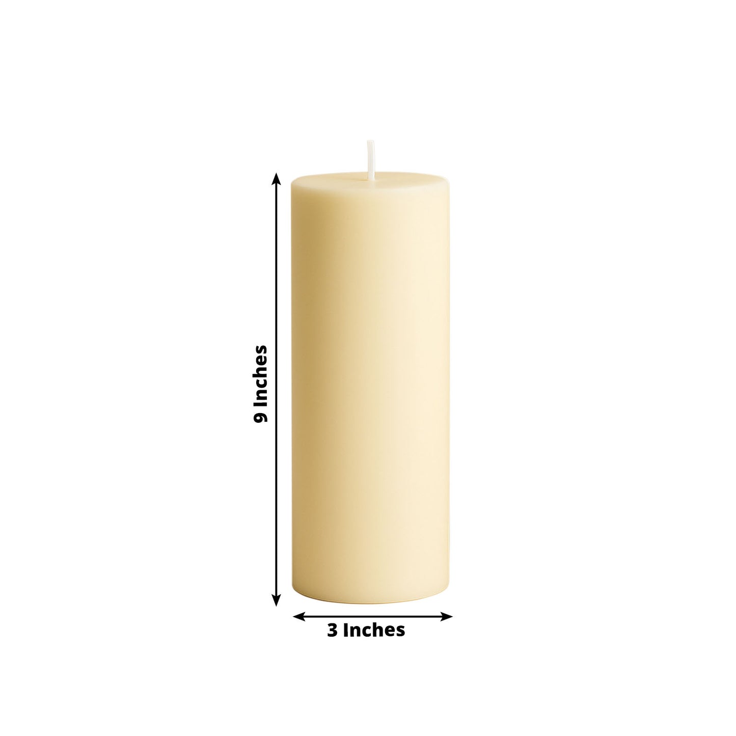 6-Pack Unscented Dripless Pillar Candles – 3"x9" Ivory Paraffin Wax with Smokeless Cotton Wicks, Clean & Long-Lasting 90-Hour Burn