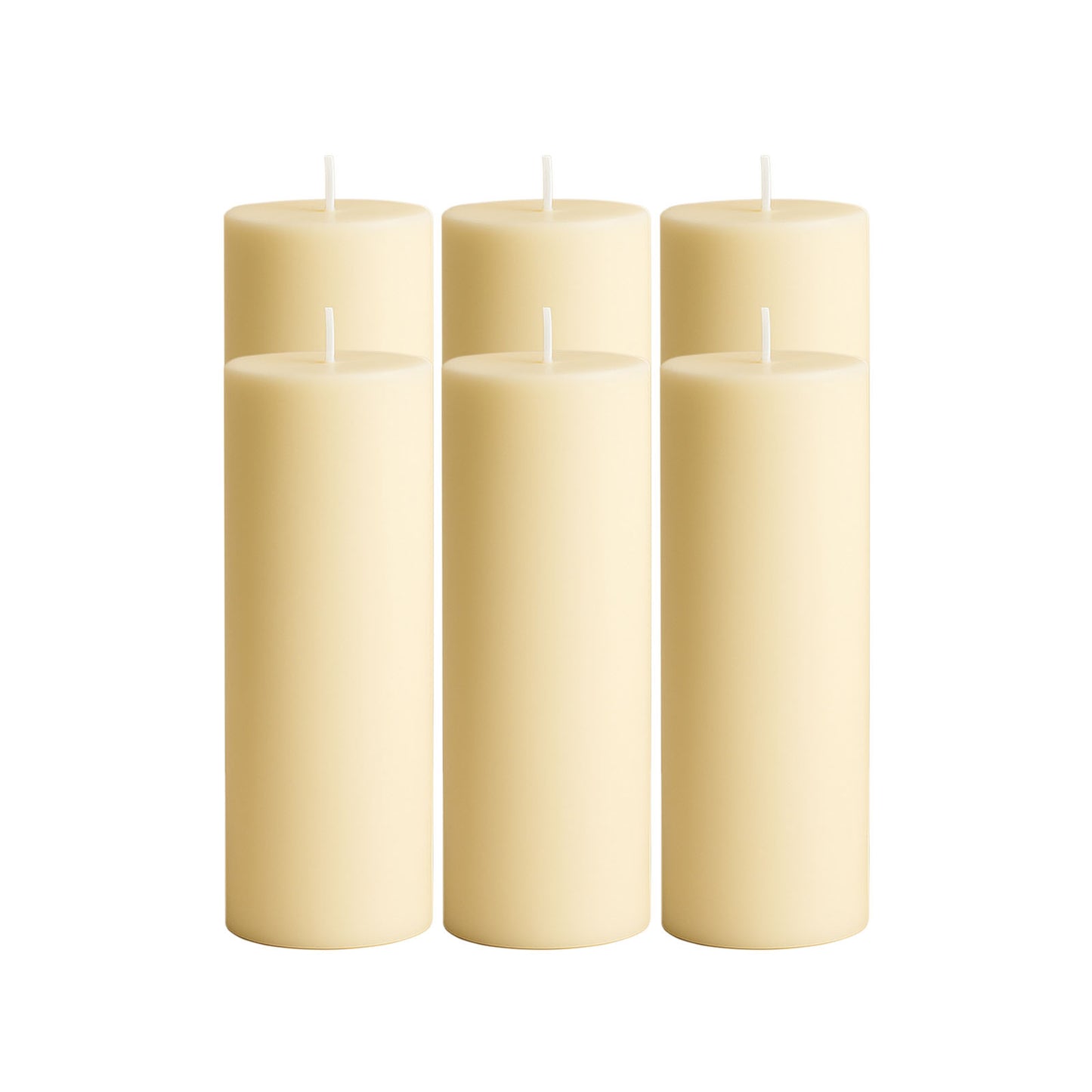 6-Pack Unscented Dripless Pillar Candles – 3"x9" Ivory Paraffin Wax with Smokeless Cotton Wicks, Clean & Long-Lasting 90-Hour Burn