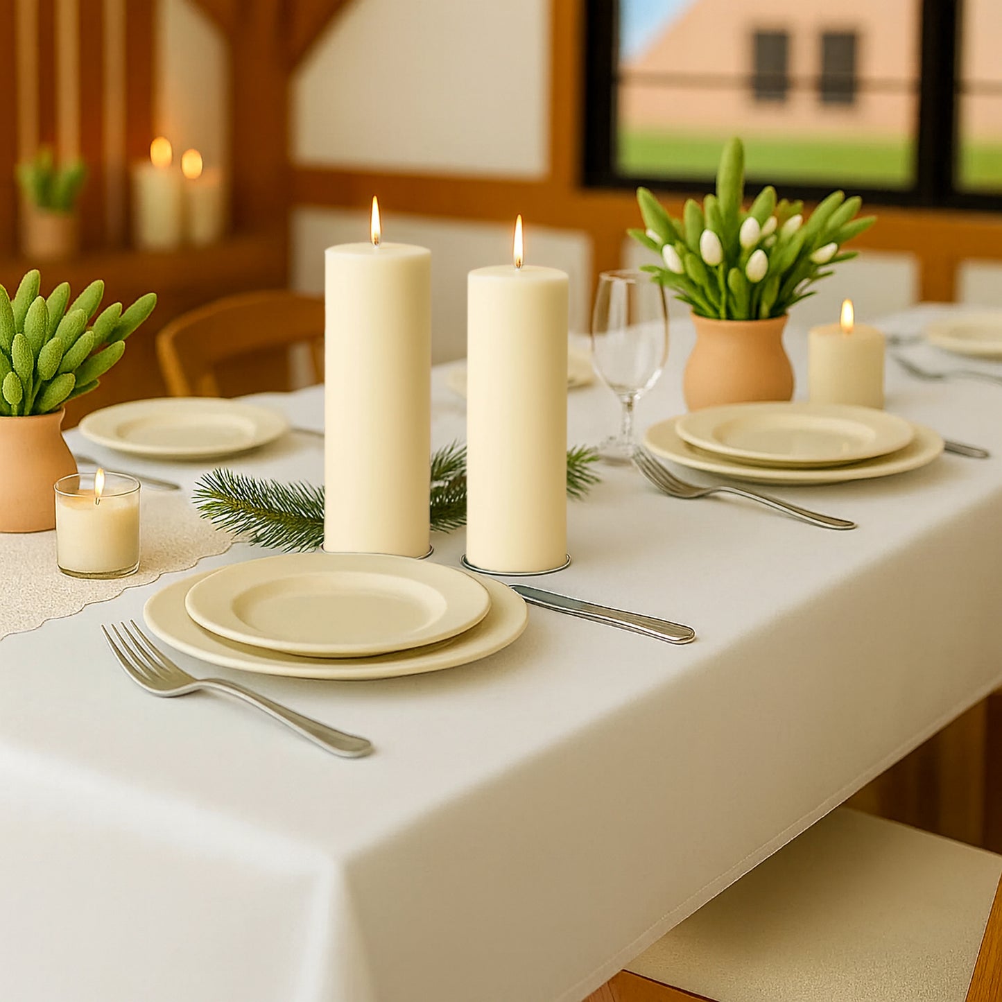 6-Pack Unscented Dripless Pillar Candles – 3"x9" Ivory Paraffin Wax with Smokeless Cotton Wicks, Clean & Long-Lasting 90-Hour Burn