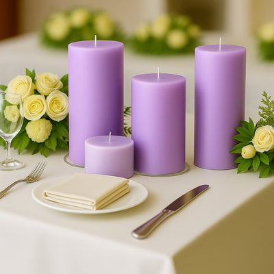 Unscented Dripless Lavender Lilac Pillar Candles