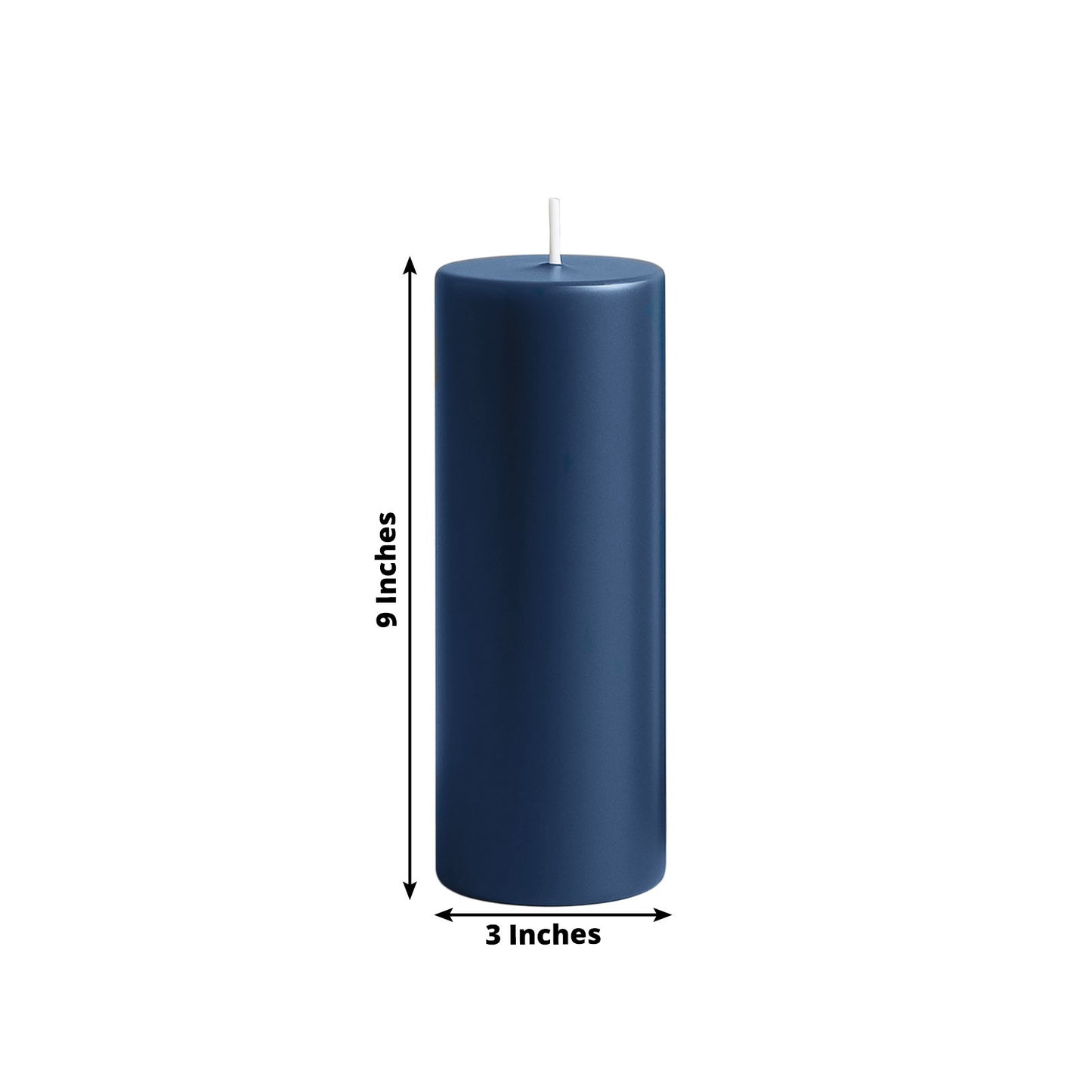 6-Pack Unscented Dripless Pillar Candles – 3"x9" Navy Blue Paraffin Wax with Smokeless Cotton Wicks, Clean & Long-Lasting 90-Hour Burn